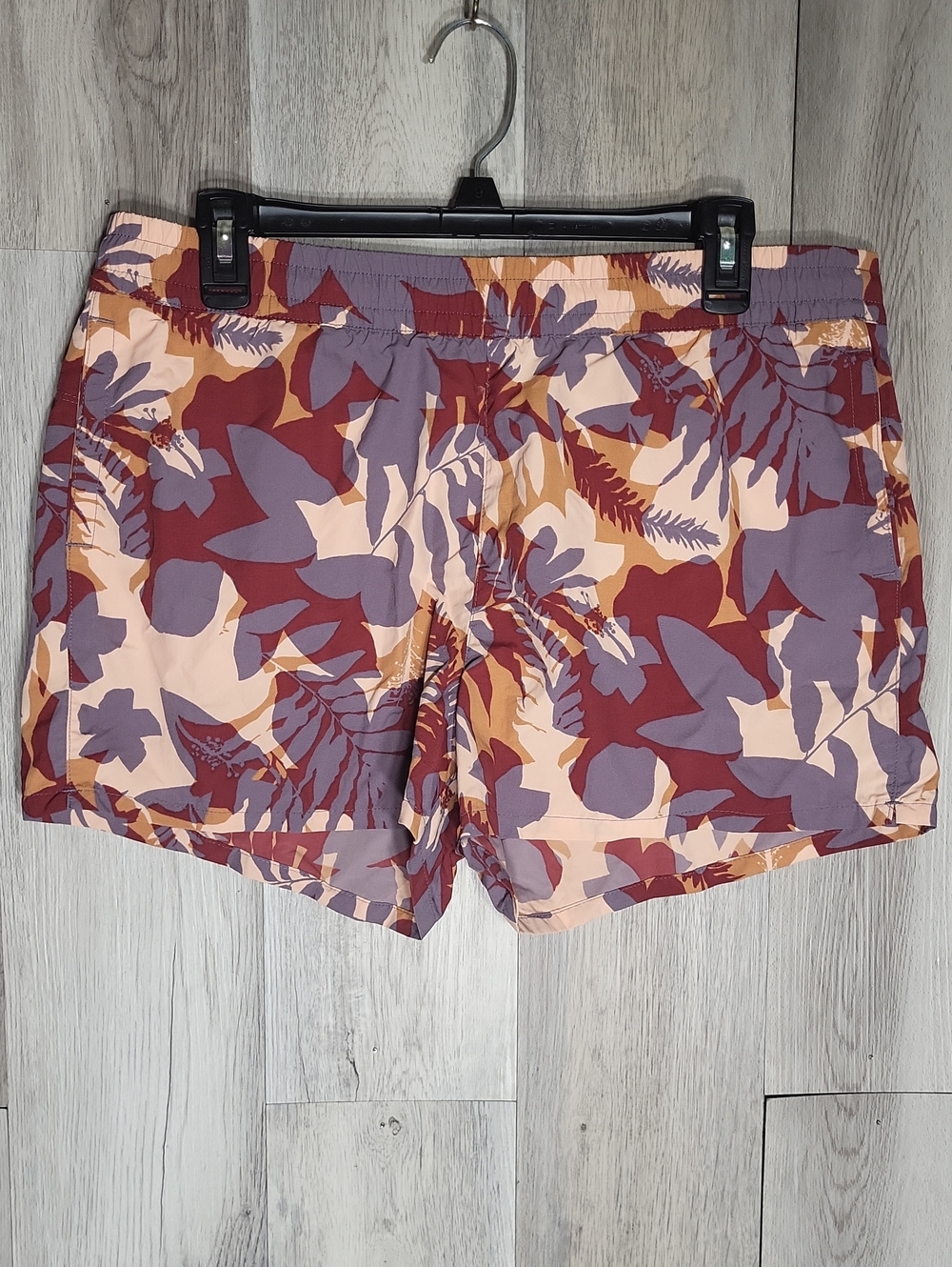 Eddie‎ Bauer Womens Large Floral Print Board Shorts Pockets Colorful Drawstring